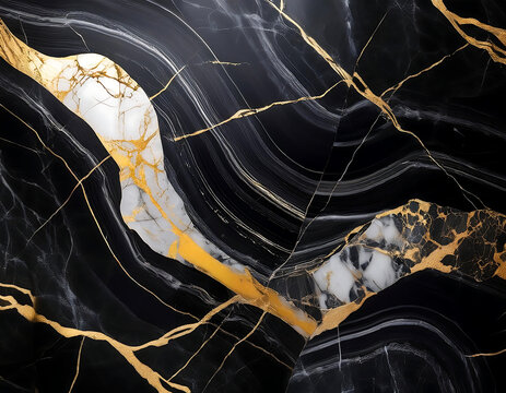 luxurious black marble gold veining emphasizing elegance opulence