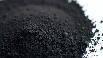 Close-up photo of black powder in a pile, perfect for articles on materials science, chemistry, or environmental topics.