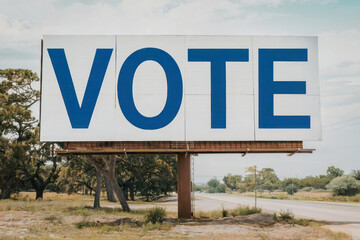 Large vote billboard encouraging voters to participate in elections