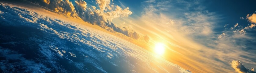 Golden Sunset Over Cloudscape Earth Horizon
