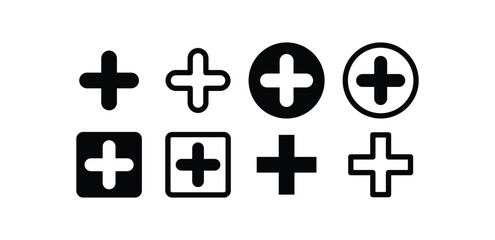 Obraz premium set of plus icon symbol sign vector design illustration collection isolated