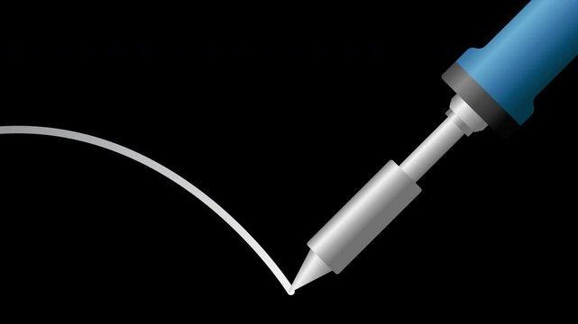Soldering iron animation. Solder icon. Soldering tool for electronics. Motion graphic. Transparent background with alpha channel