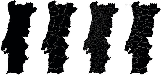 PORTUGAL MAP with its administrative divisions and regions
