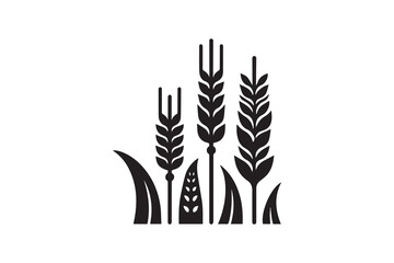 corn stalks and barley grain vector silhouette illustration