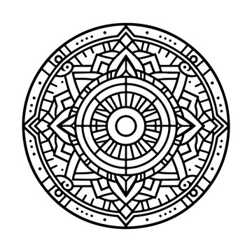 recommend clip art: Outline Mandala for coloring book. Decorative round ornament. Anti-stress therapy pattern. Weave design element. Yoga logo, background for meditation poster. Unusual flower shape.