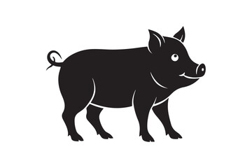 Pig silhouette vector illustration, Pig silhouette vector. Pig silhouette PNG 