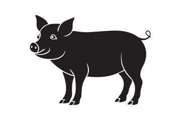 Pig silhouette vector illustration, Pig silhouette vector. Pig silhouette PNG 