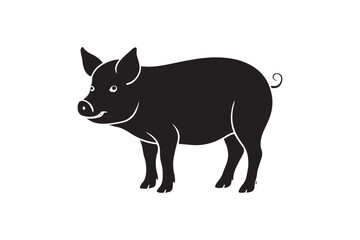 Pig silhouette vector illustration, Pig silhouette vector. Pig silhouette PNG 