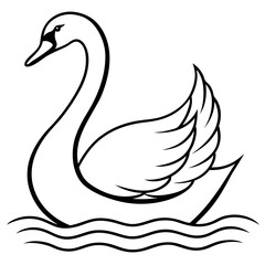 Graceful swan with long, flowing neck and wings in a serene lake setting vector