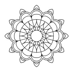Outline Mandala for coloring book. Decorative round ornament. Anti-stress therapy pattern. Weave design element. Yoga logo, background for meditation poster. Unusual flower shape. Oriental eps file., 