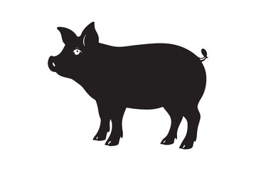 Pig silhouette vector illustration, Pig silhouette vector. Pig silhouette PNG 