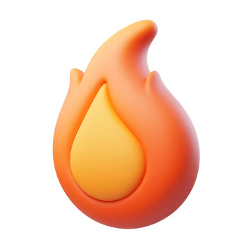 fire 3d render icon isolated on transparent background cutout