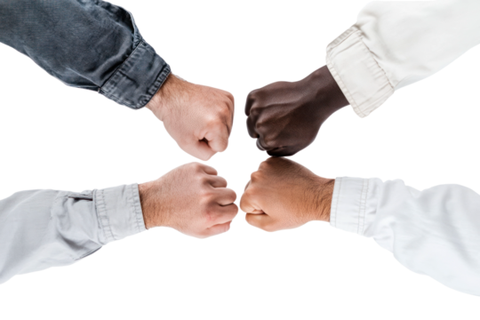 Multicultural Team Collaboration With Hands In A Fist Bump Against Transparent Background, Symbolizing Unity, PNG Teamwork