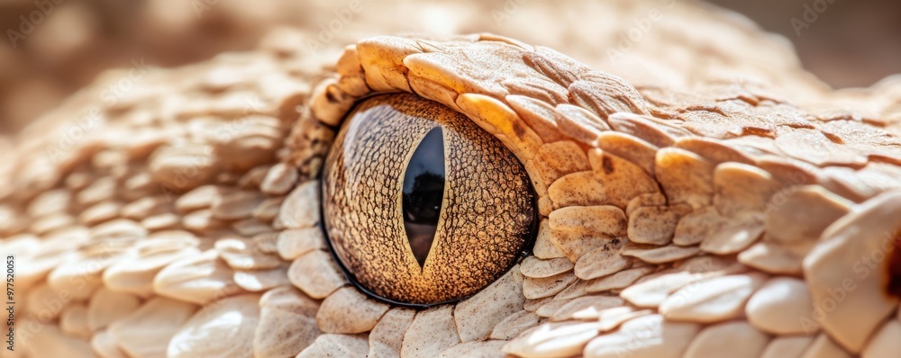 Poster macro shot of a rattlesnake eye featuring intricate details of the scales and captivating patterns i