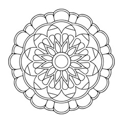 Outline Mandala for coloring book. Decorative round ornament. Anti-stress therapy pattern. Weave design element. Yoga logo, background for meditation poster. Unusual flower shape. Oriental eps file.