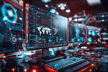 Technology semiconductor electronic 3D rendered high resolution image