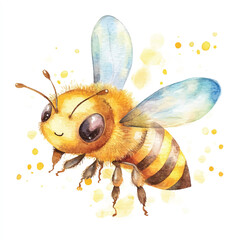 Bee watercolor clipart illustration isolated