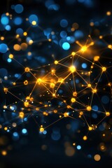 Abstract representation of connections with glowing lights on a dark background, symbolizing technology and data flow.