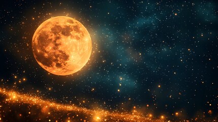 Obraz premium Full Moon Night Sky Stars Background