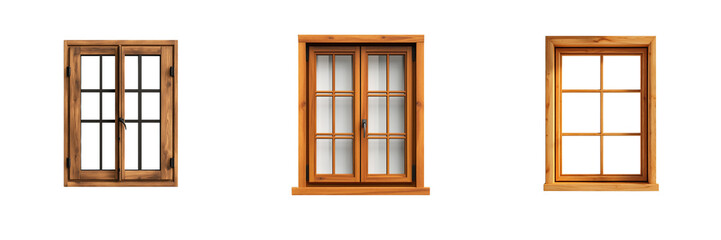 Obraz premium old wooden window set isolated on transparent background