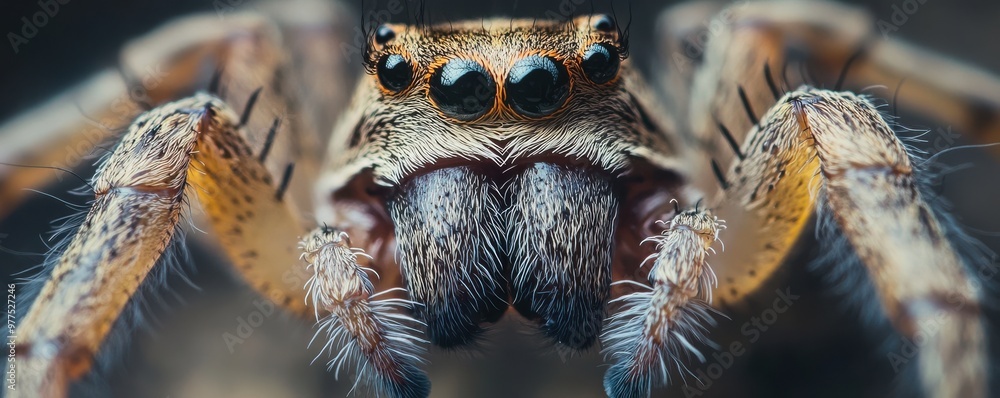 Poster macro shot of a spider's fangs in sharp focus showcasing intricate details and textures in captivati