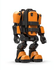 A futuristic robot with a sleek design, featuring an orange exterior and advanced mechanics for various applications.
