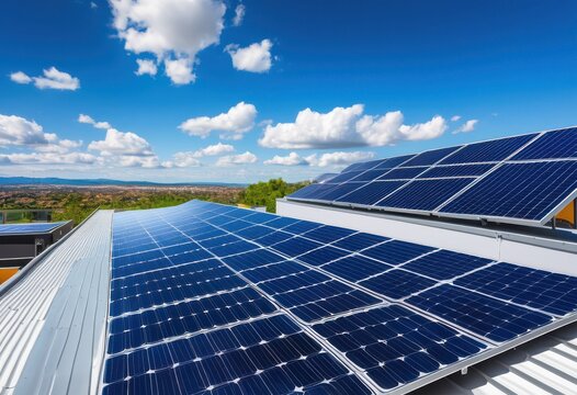 sleek solar panels installed modern rooftop featuring contemporary design clean aesthetic, architecture, energy, sustainable, technology, home, installation