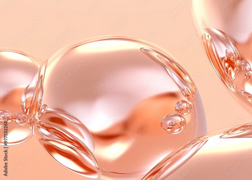 Poster an abstract geometric background with shiny smooth orange drops on a light surface is a stock illust