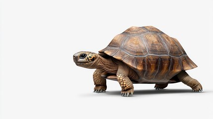 Obraz premium A realistic turtle portrait showcasing its intricate shell and unique features against a clean background.