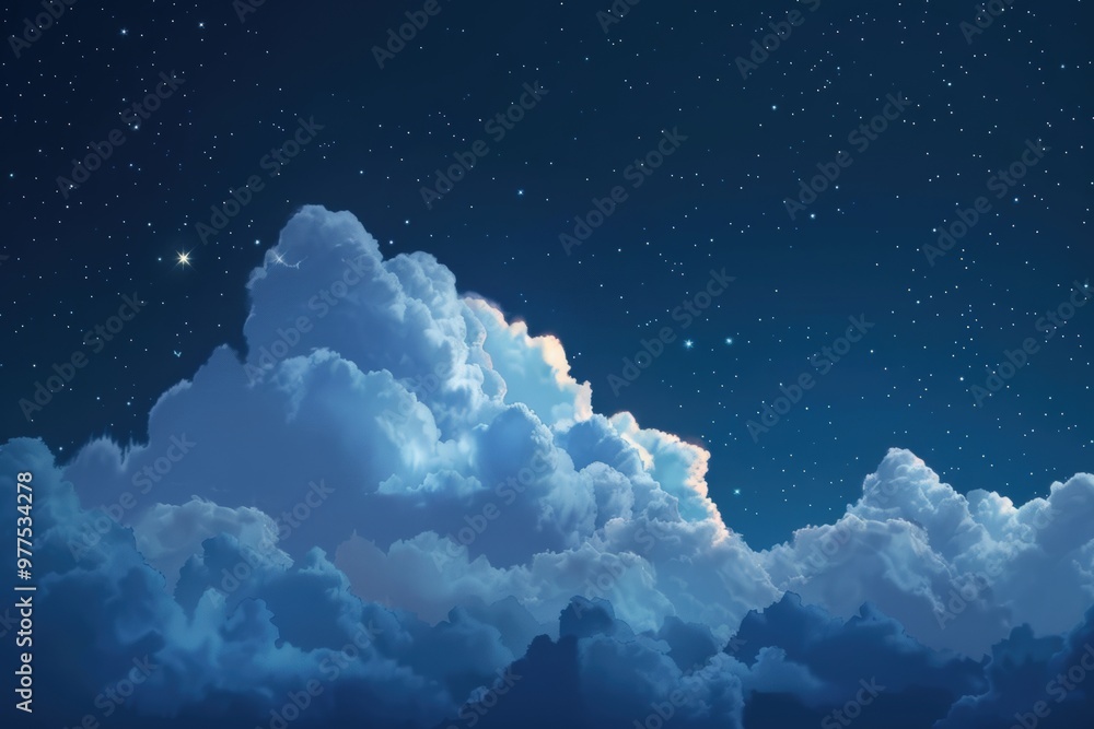 Wall mural the sky is filled with clouds and stars, generative ai image