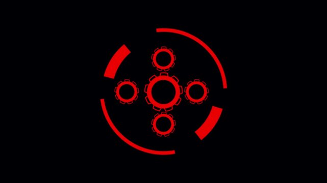 Glowing neon line setting icon with spinning gears icon animated. 4k video. 