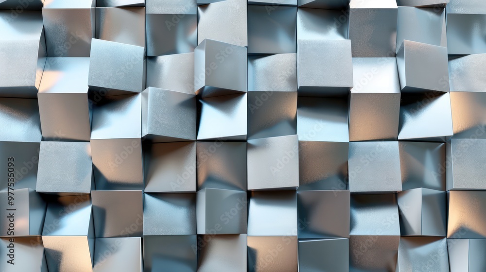 Sticker abstract metallic cubes background