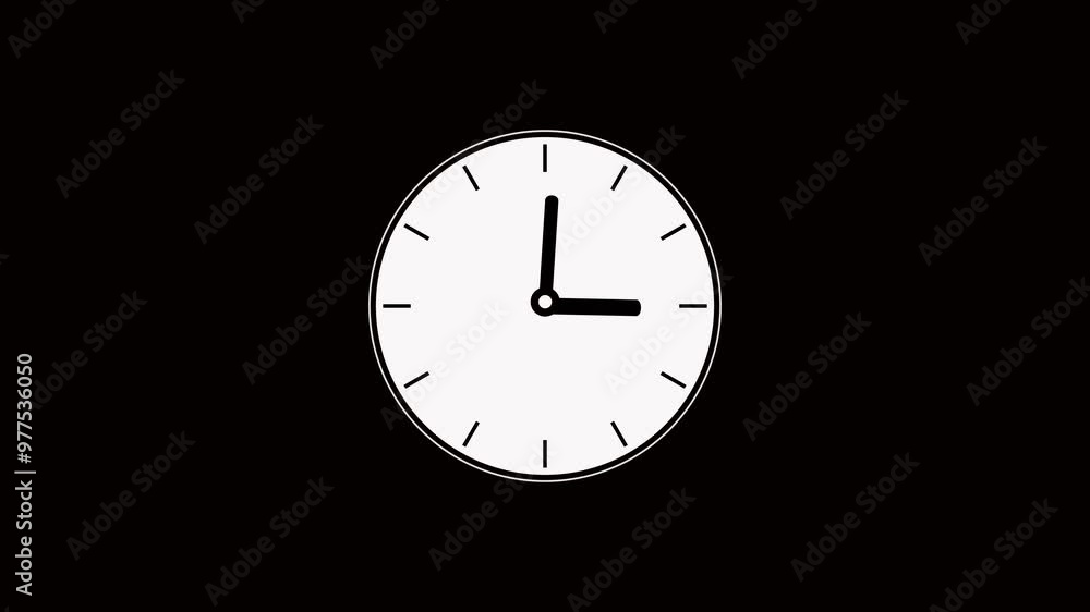 Poster abstract fast clock icon animation background 4k. clock icon, and moving arrow rotted on the black b