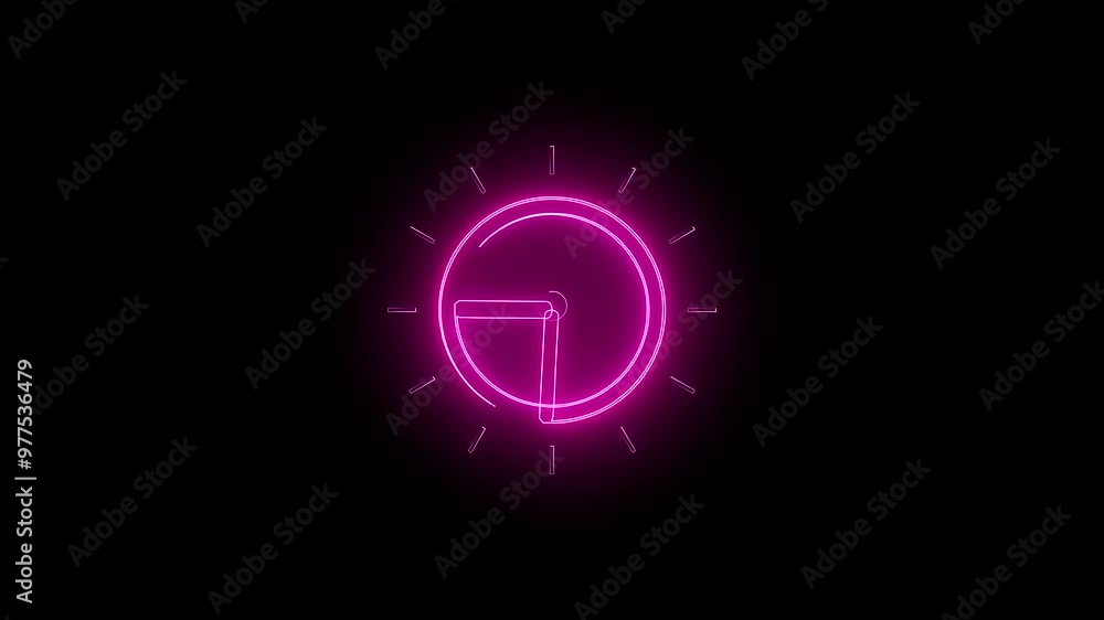 Poster abstract fast clock icon animation background 4k. clock icon, and moving arrow rotted on the black b