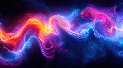 Luminous Swirls of Darkness: Abstract Background with Neon Glowing Lines