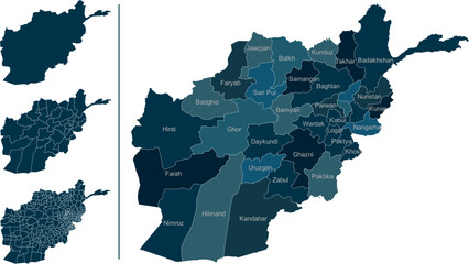 AFGHANISTAN MAP with its administrative divisions and regions	