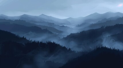 Fototapeta premium Misty Mountain Landscape