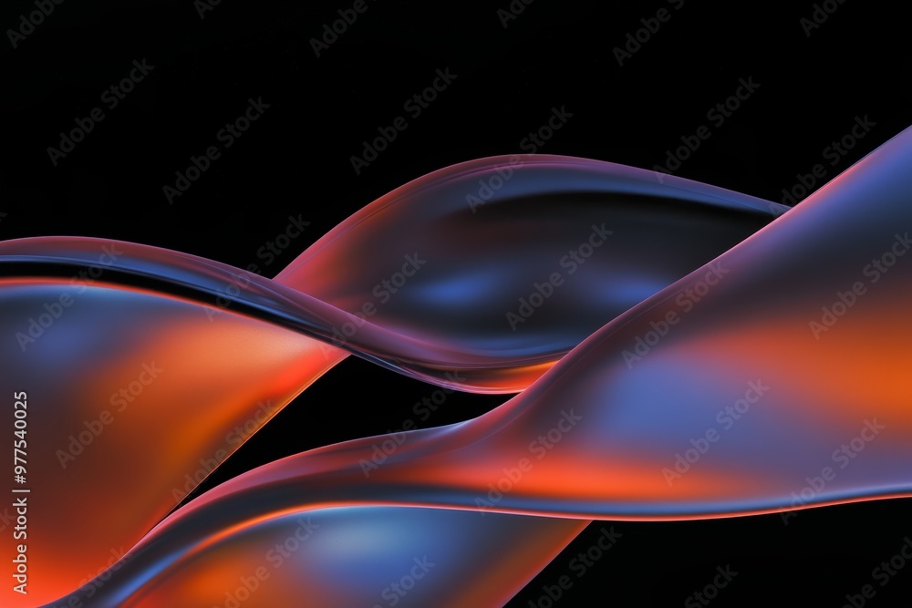 Aufkleber colorful gradient lines form a black background in an abstract wavy ornament with multicolored waves