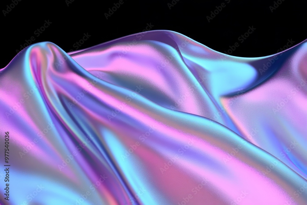 Poster illustration of abstract multicolored wavy ornament with shiny gradient lines forming bright backgro