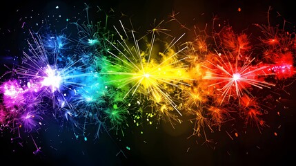Naklejka premium Rainbow Fireworks: Colorful rainbow-shaped fireworks, symbolizing diversity and inclusivity. 