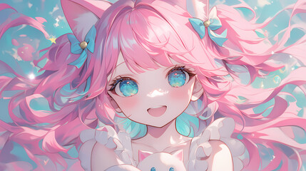 Chibi Anime Love Story – Cute Girls in Love Illustration
