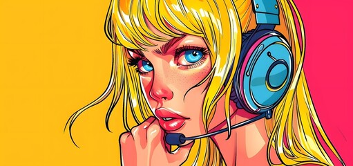 Illustration Girl listening to music