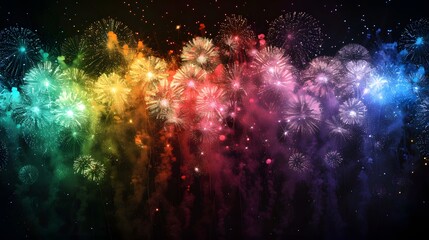 Fototapeta premium Rainbow Fireworks: Colorful rainbow-shaped fireworks, symbolizing diversity and inclusivity. 