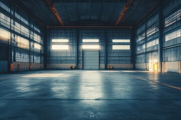 Empty Factory Interior. Clean and Empty Warehouse Workshop