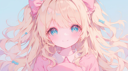 Fototapeta premium Chibi Anime Love Story – Cute Girls in Love Illustration 