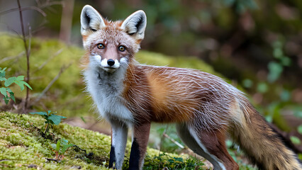 Obraz premium fox in mossy forest, woods