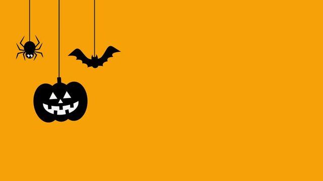Halloween background with pumpkin, bat and spider.