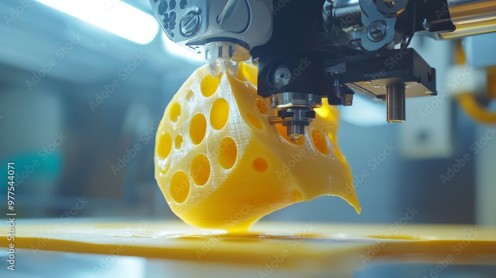 Leinwandbilder it consists of a yellow lattice structure created by 3d printers that extrude molten plastic in a wo