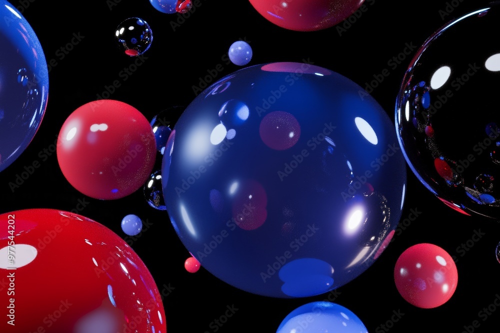 Poster the background of the illustration is an abstract background with different-sized bubbles of red and
