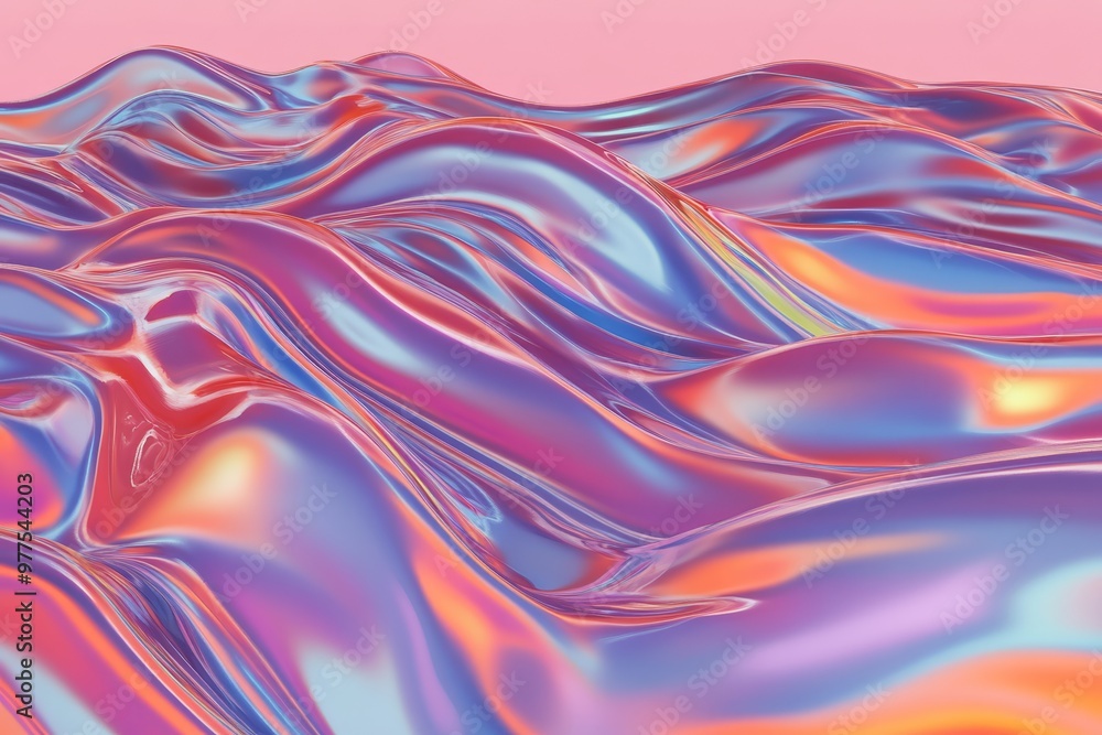 Aufkleber full-frame illustration of wavy lines with a colorful abstract background